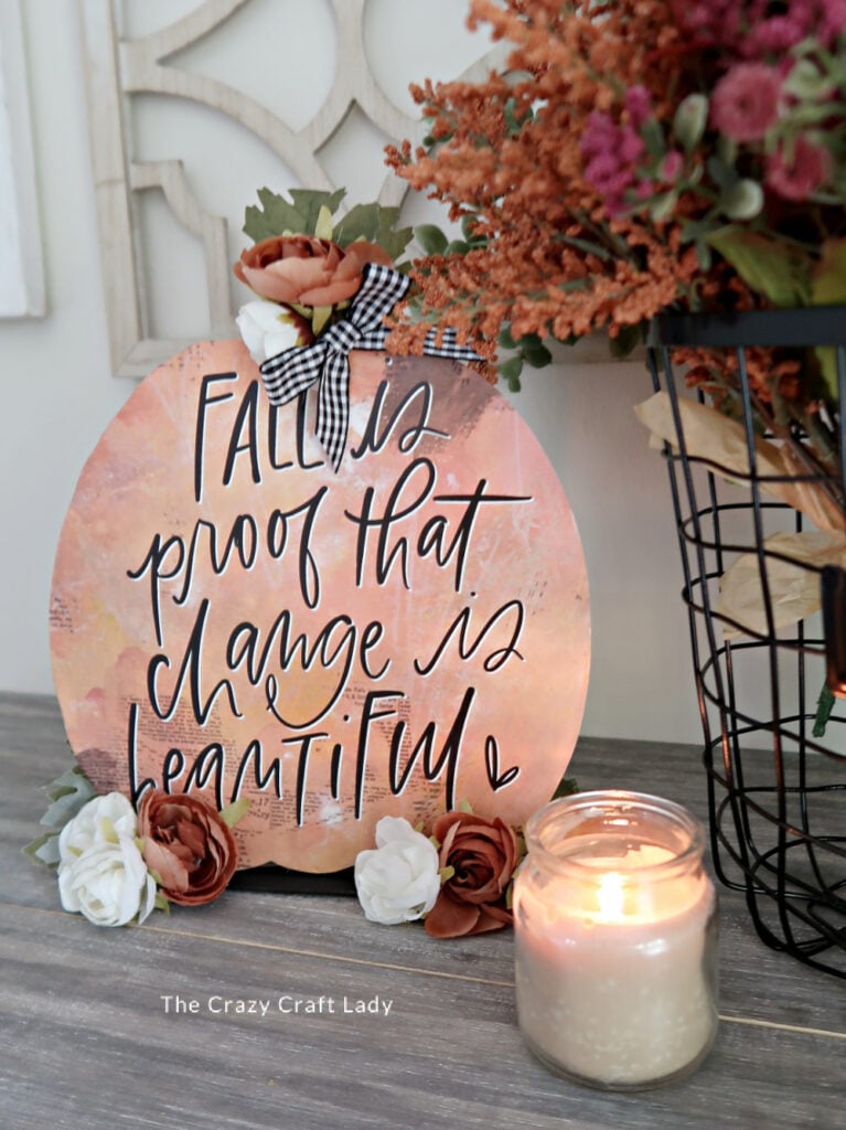 Orange and Black Decoupage Calendar Page Wood Pumpkin Craft