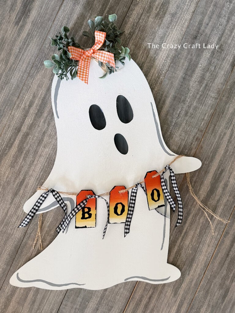 Whimsical Dollar Store Ghost Door Hanger