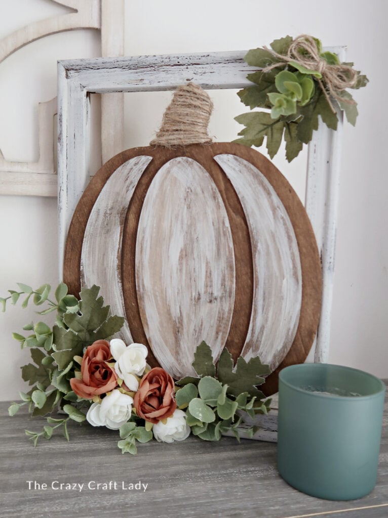 distressed reverse canvas framed wood pumpkin sign