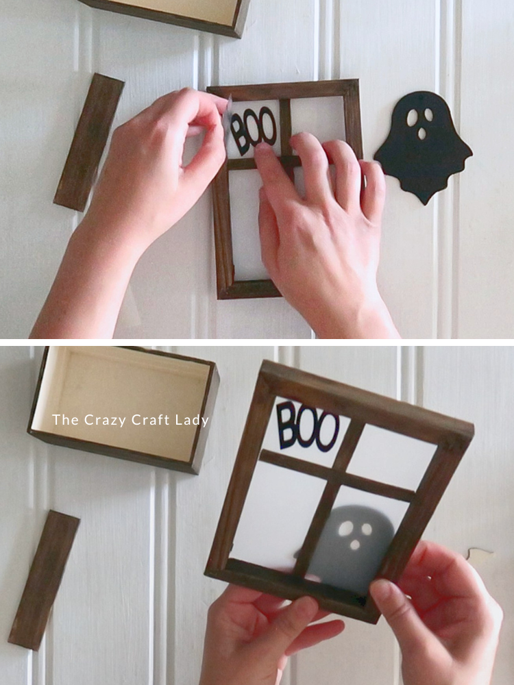 embellish window with black vinyl and ghost