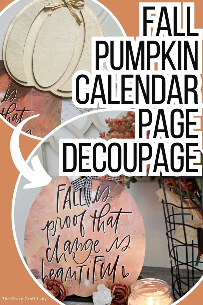 fall pumpkin calendar page decoupage
