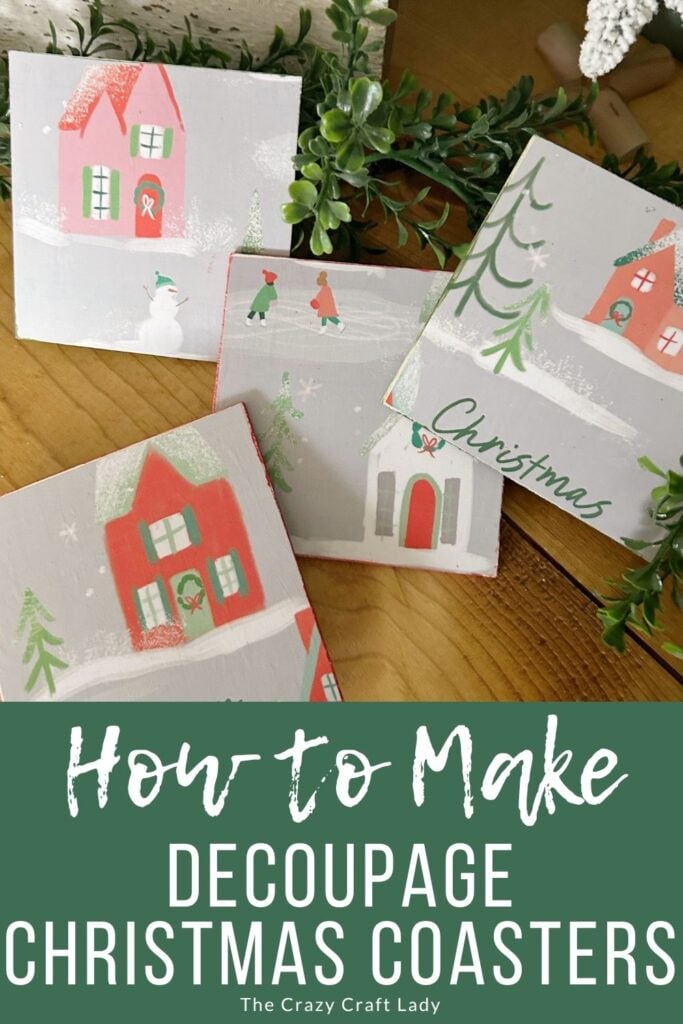 how to make decoupage Christmas coasters