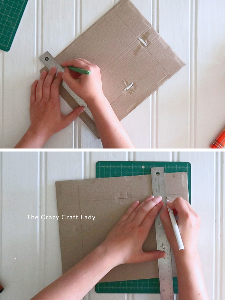 measure and cut out center rectangle from cardboard