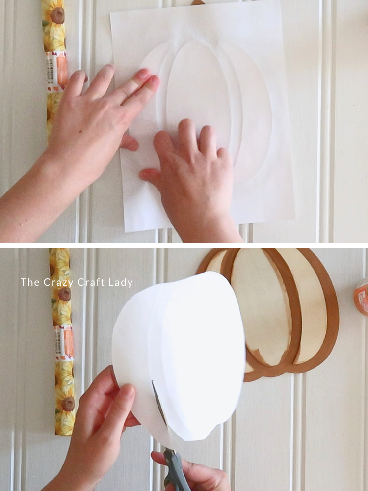 press a piece of paper over the pumpkin sections and cut out to make a template