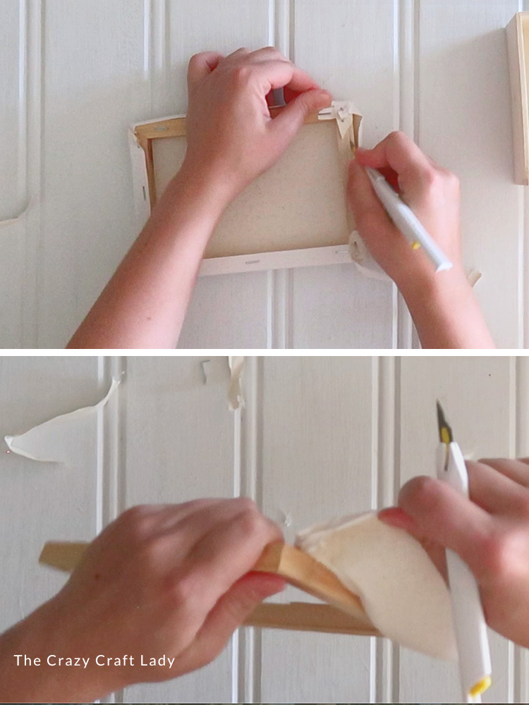 remove stretched canvas from wood frame