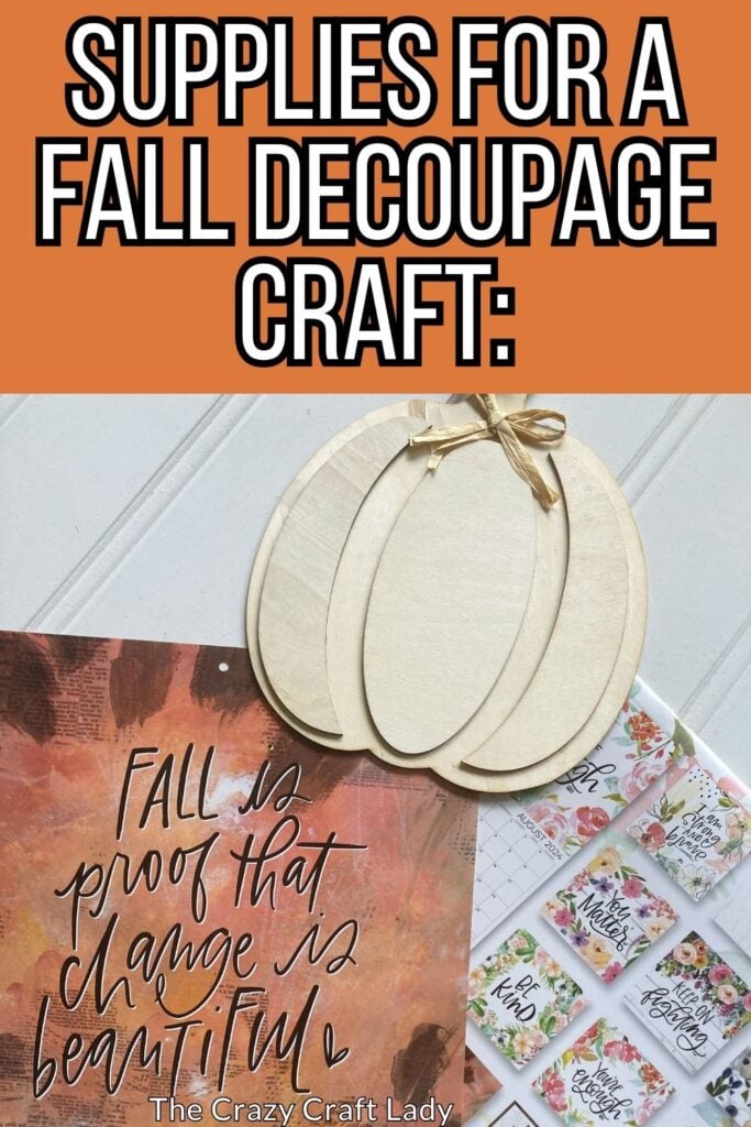 supplies for a fall decoupage craft