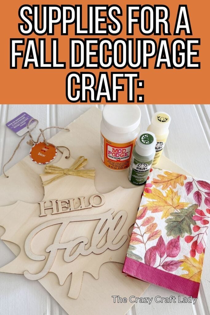 supplies for a fall decoupage craft
