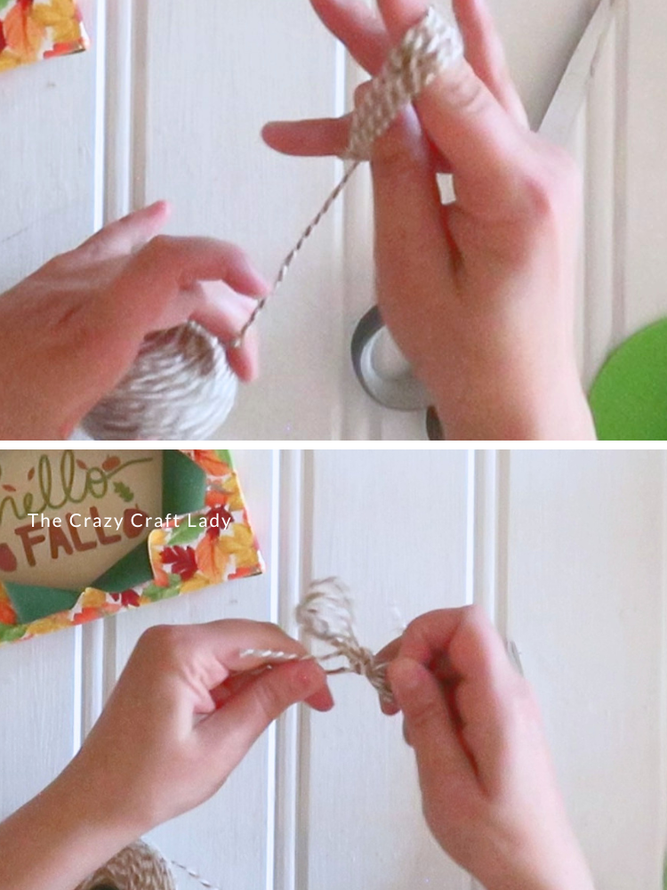 tie a twine bow to embellish