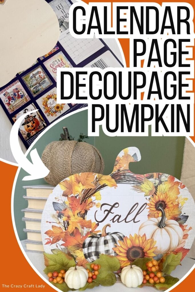 Calendar Page Decoupage Pumpkin