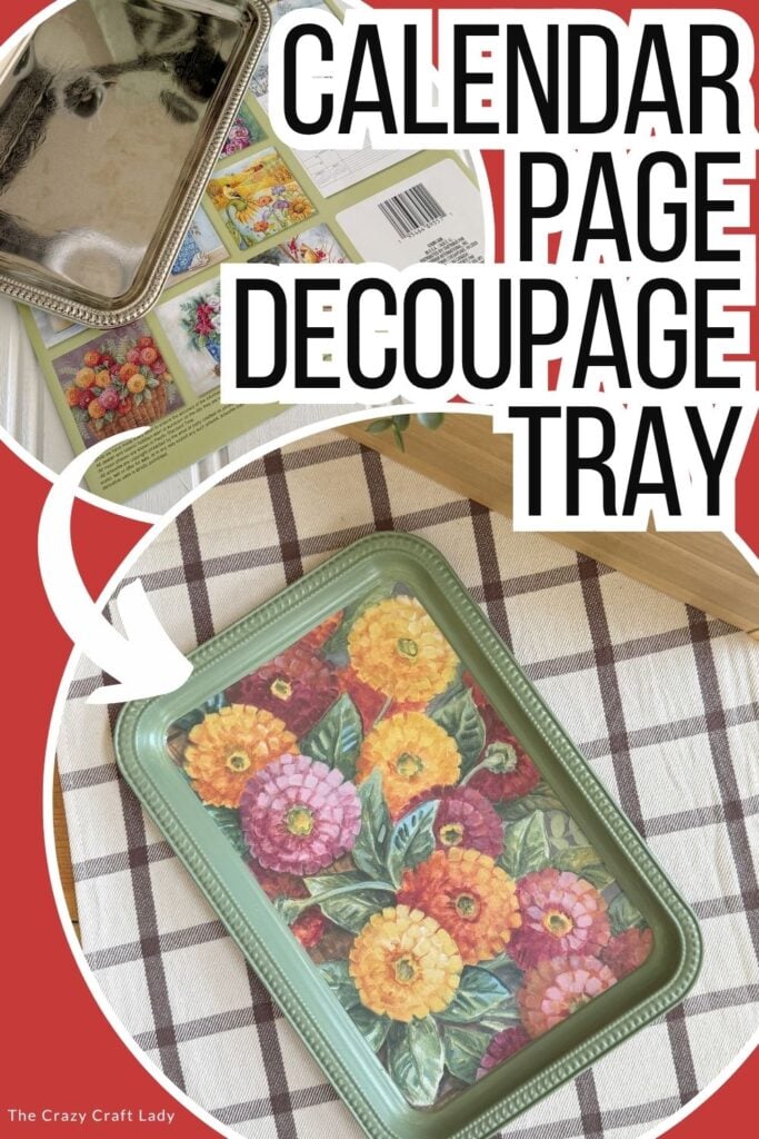 Calendar Page Decoupage Tray