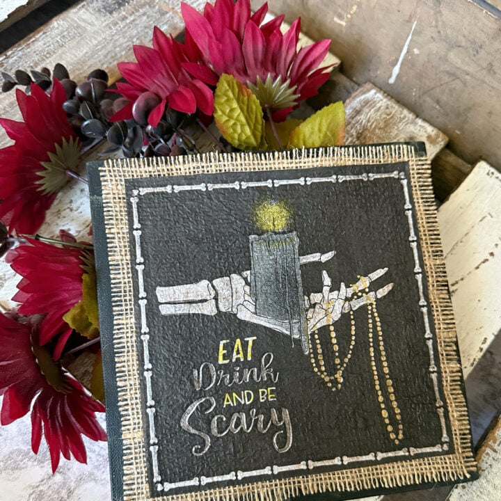 DIY Burlap Halloween Sign with Napkin Decoupage