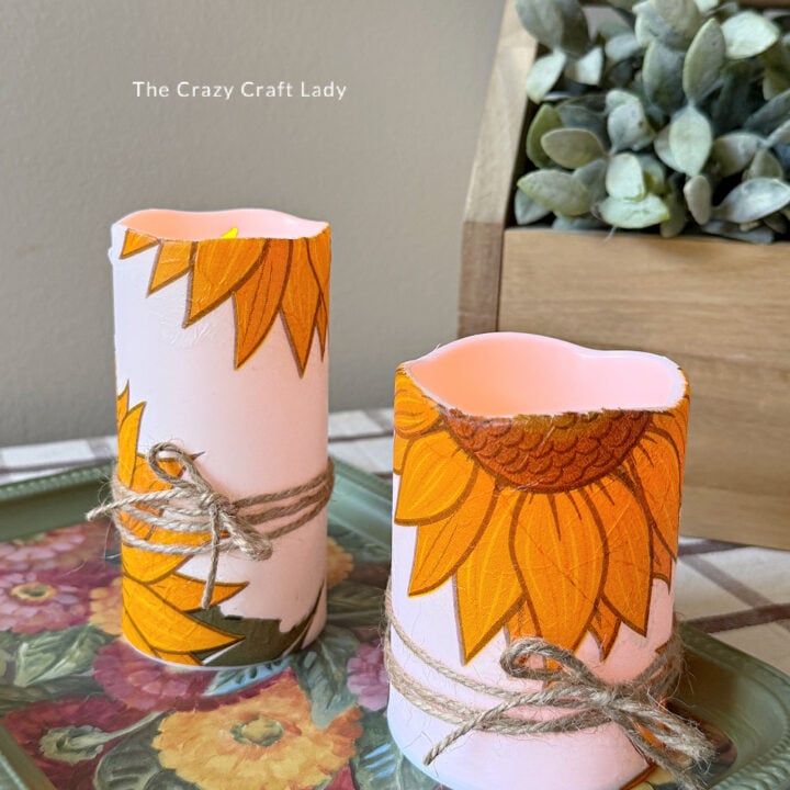 DIY Sunflower Napkin Decoupage Candles