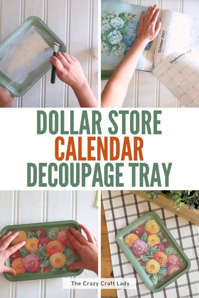 Dollar Store Calendar Decoupage Tray