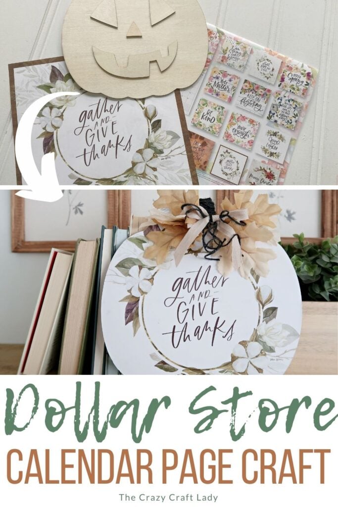 Dollar Store Fall Calendar Page Craft