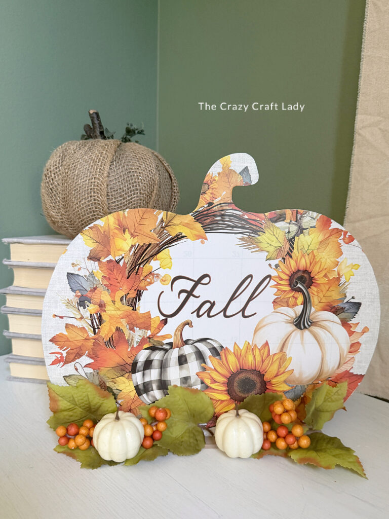 Dollar Store Fall Calendar Page Pumpkin Stand