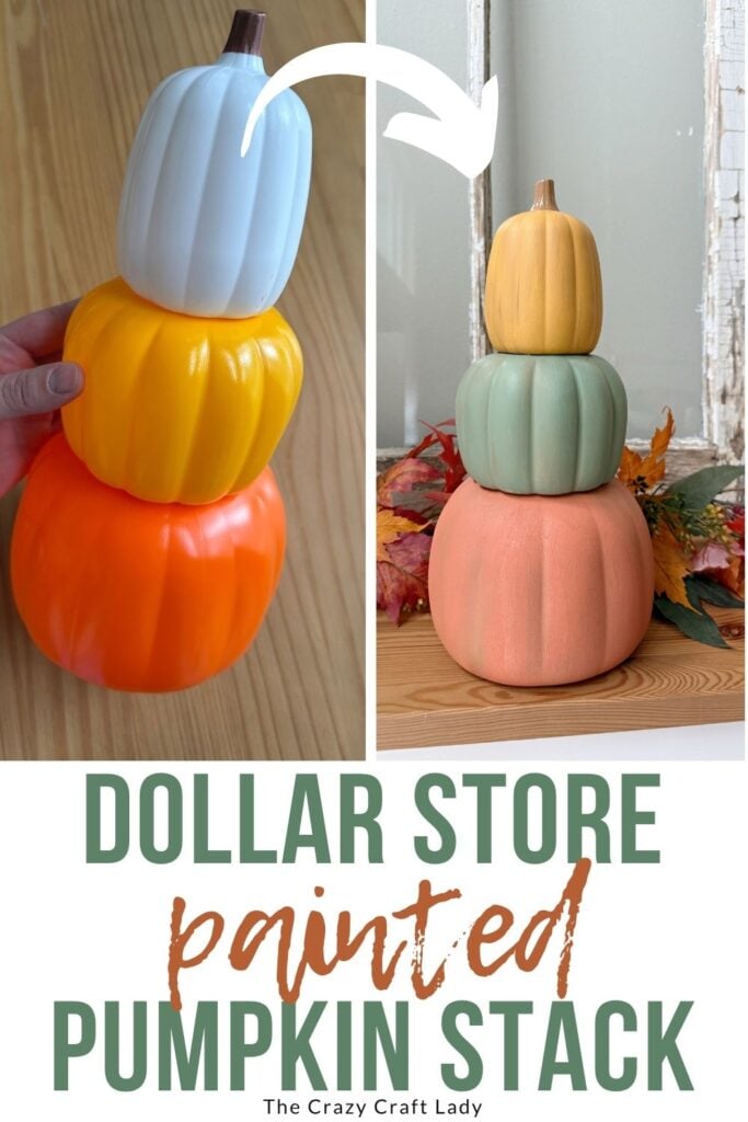 Dollar Store Painted Pumpkin Stack