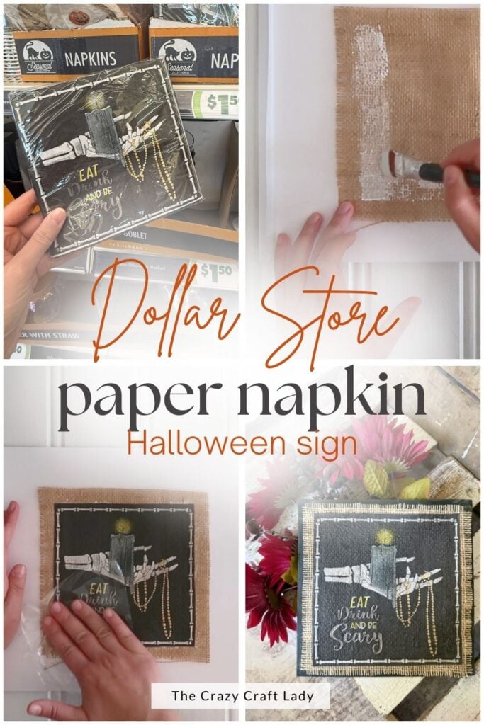 Dollar Store Paper Napkin Halloween Sign