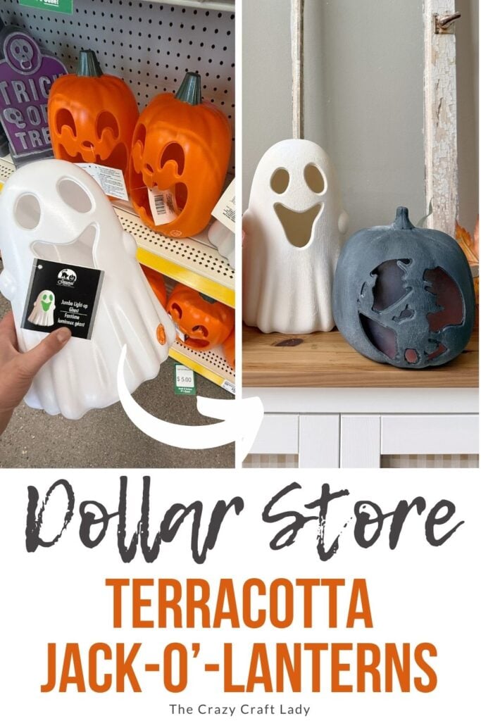 Dollar Store Terracotta Jack o Lanterns