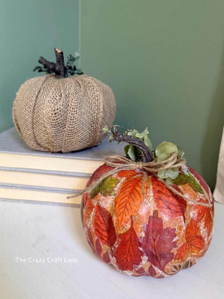 Fall Leaf Napkin Decoupage Pumpkin