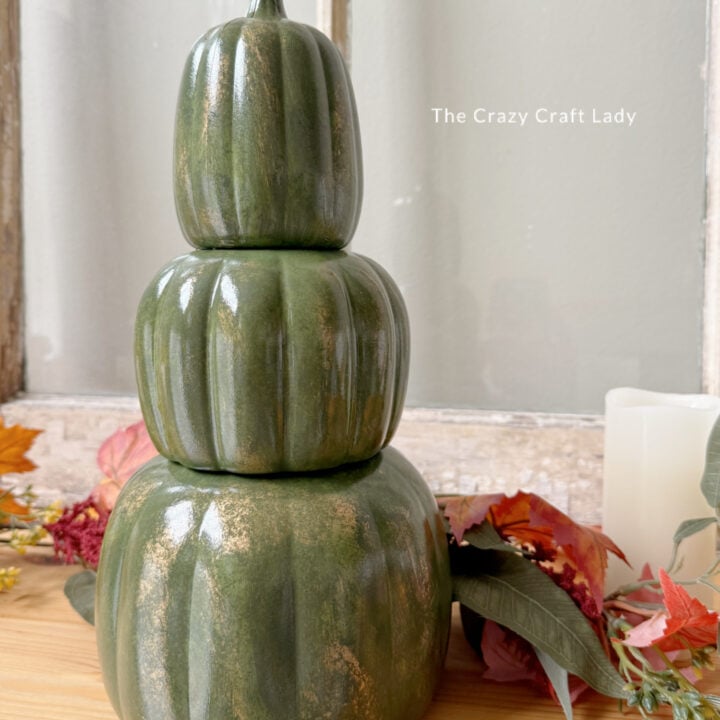 Glossy Green and Gold Texture Pumpkin Stack Craft