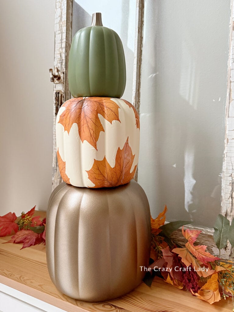 Paint and Decoupage Jumbo Pumpkin Stack