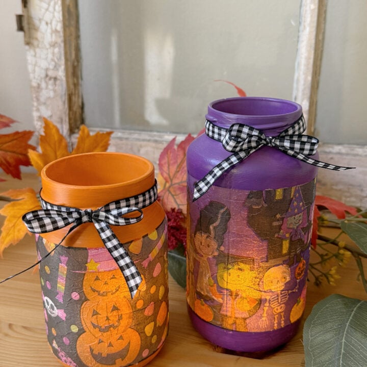 Upcycled Halloween Glass Jar Lanterns