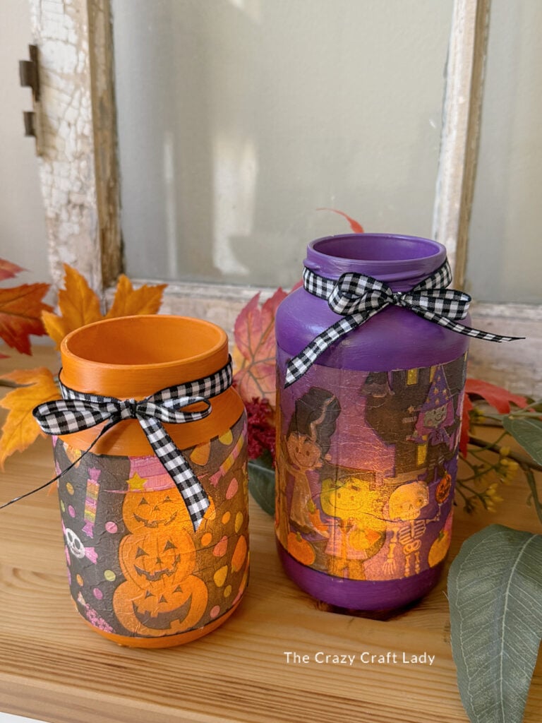 Upcycled Halloween Glass Jar Lanterns
