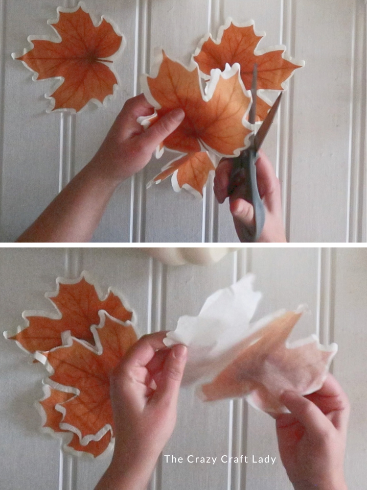 cut apart leaf napkins and separate layers
