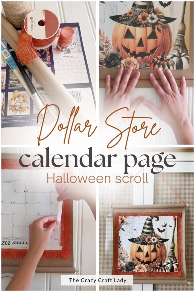 dollar store calendar page Halloween scroll