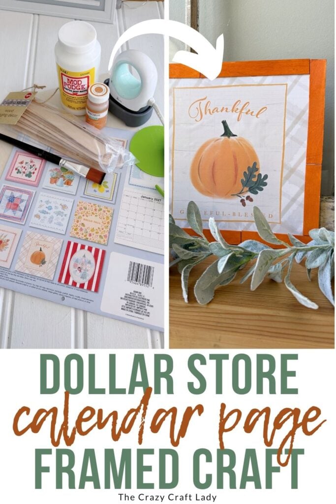 dollar store calendar page framed craft