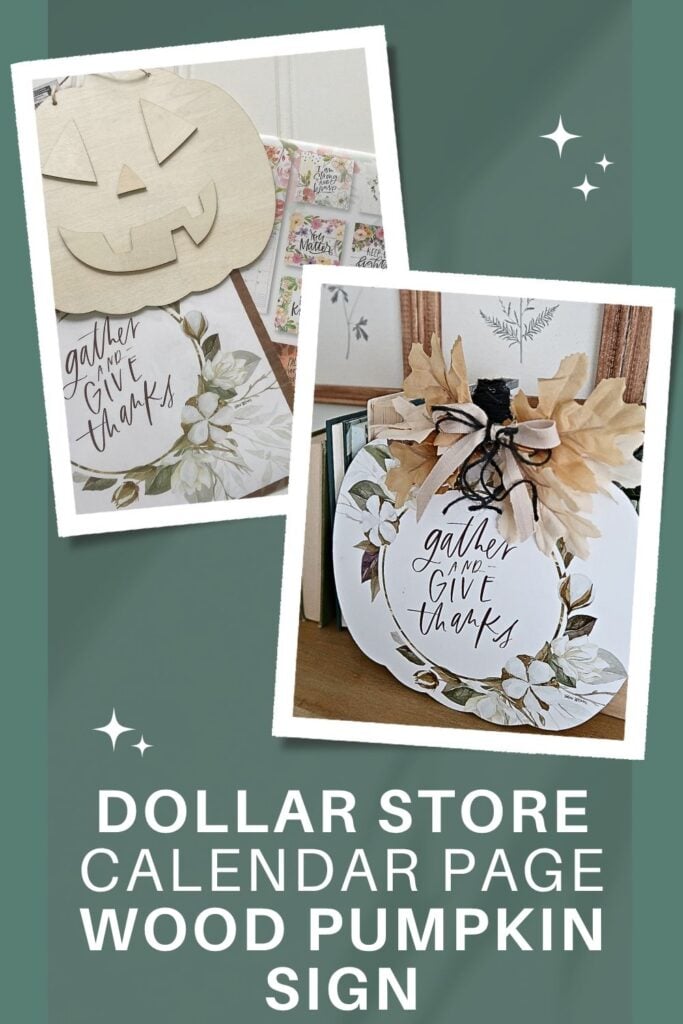 dollar store calendar page wood pumpkin craft