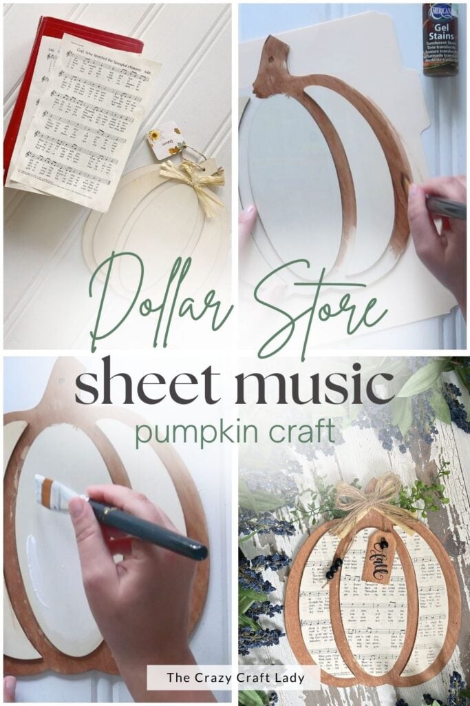 dollar store sheet music pumpkin craft