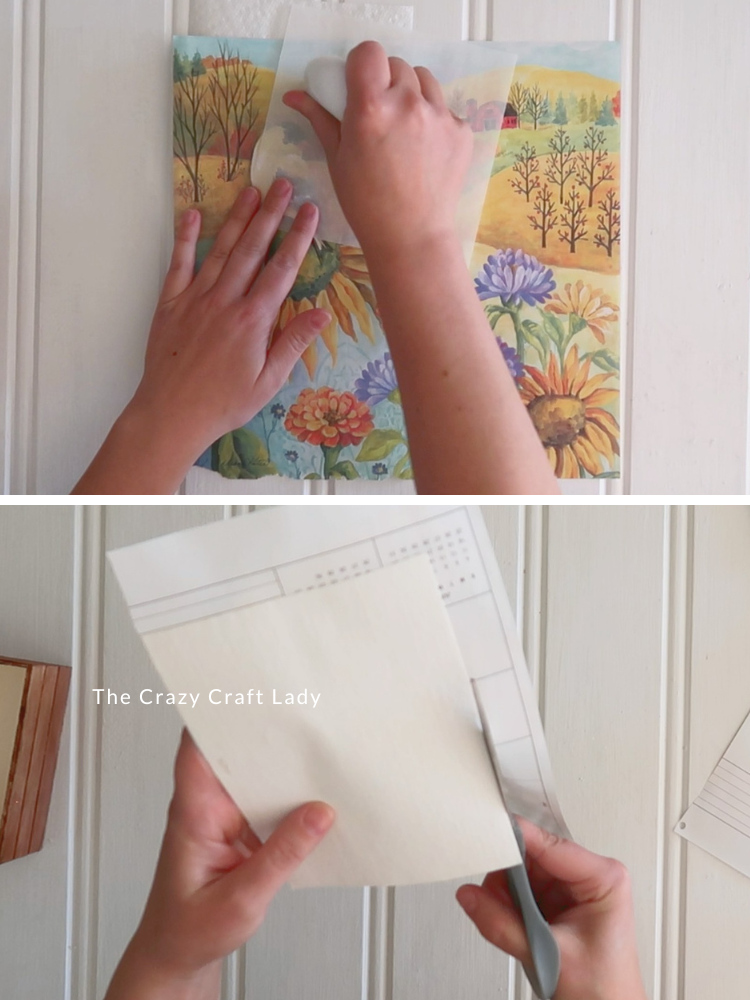 heat press calendar page to canvas piece and trim away excess
