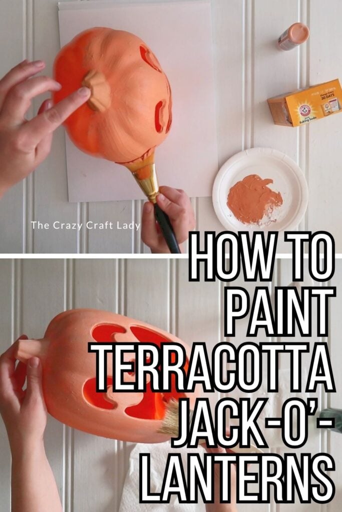 how to paint terracotta jack-o'-lanterns