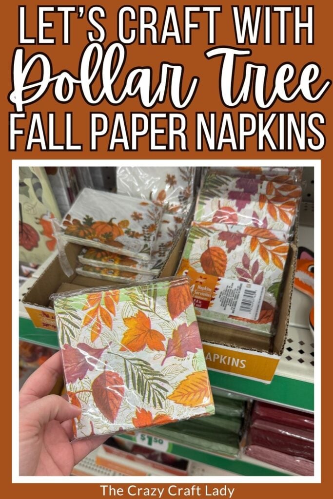 lets craft with Dollar Tree fall leaf paper napkins