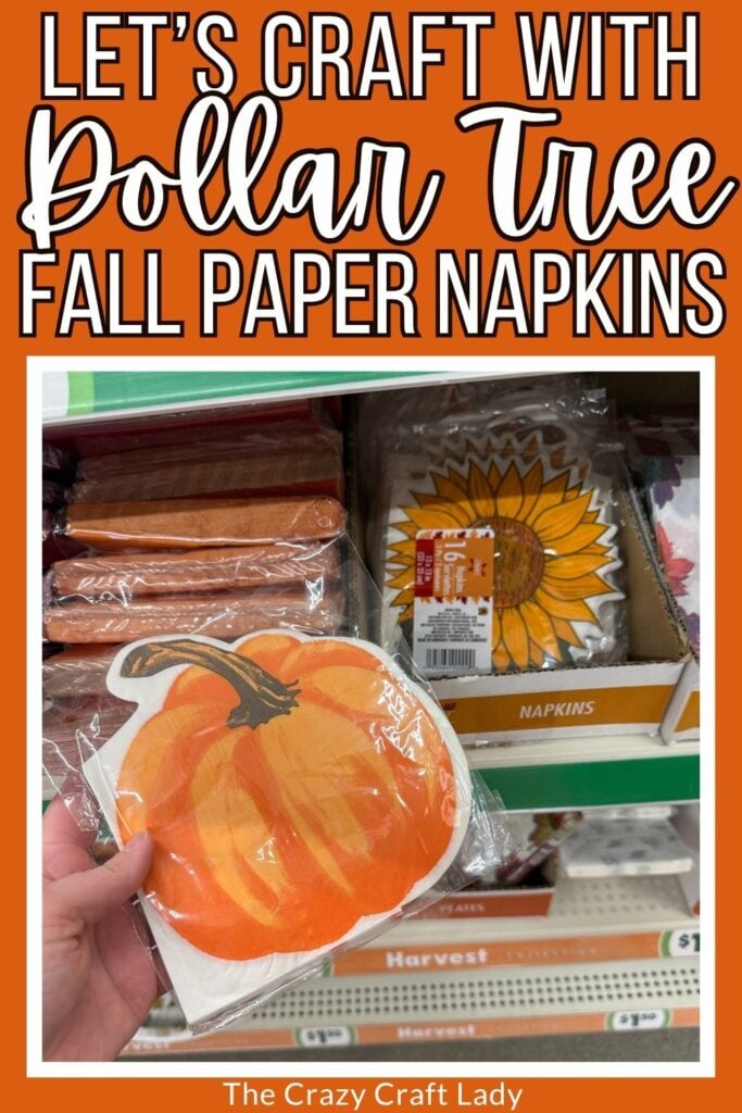 lets craft with Dollar Tree pumpkin paper napkins