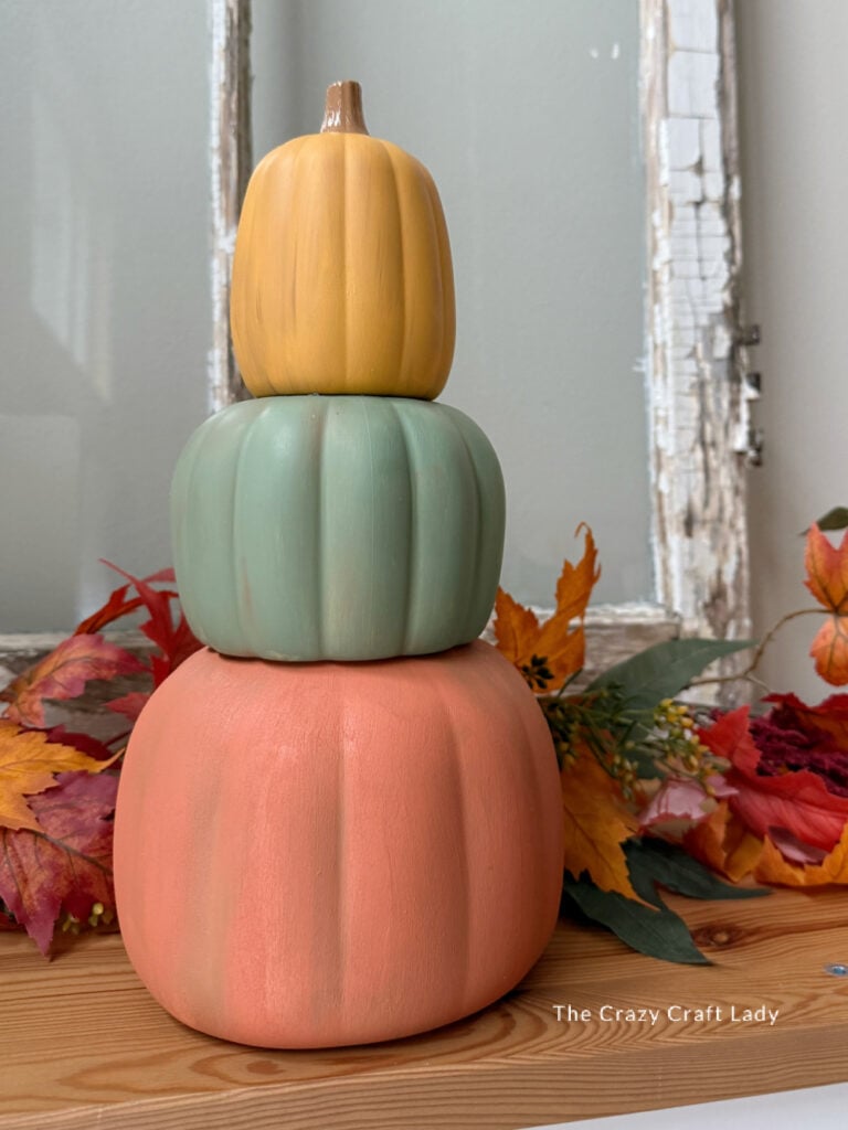 muted yellow green and orange stacked pumpkin craft