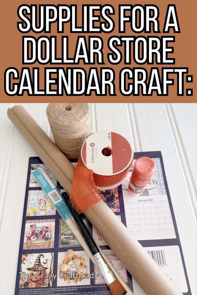 supplies for a dollar store calendar craft