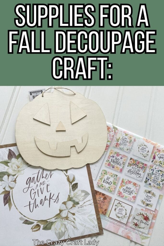 supplies for a fall decoupage craft