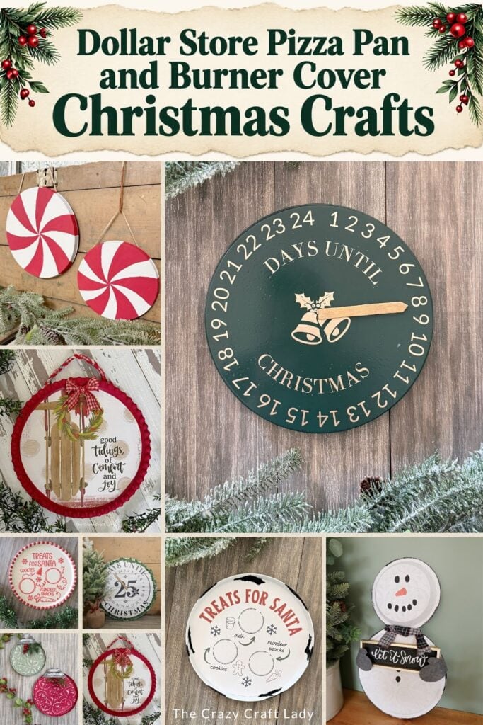 Dollar Store Pizza Pan and Burner Cover Christmas Crafts