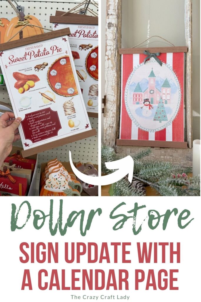 Dollar Store Sign Update using a Calendar Page