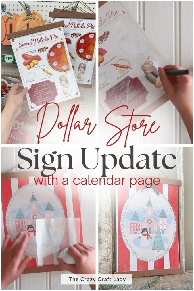 Dollar Store Sign Update with a Calendar Page