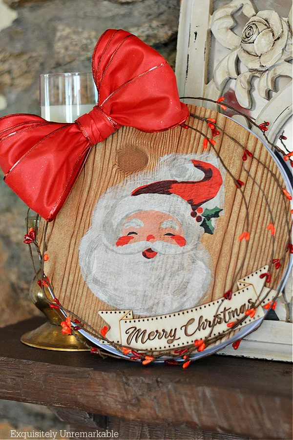 Dollar Tree Burner Cover Santa Wreath DIY