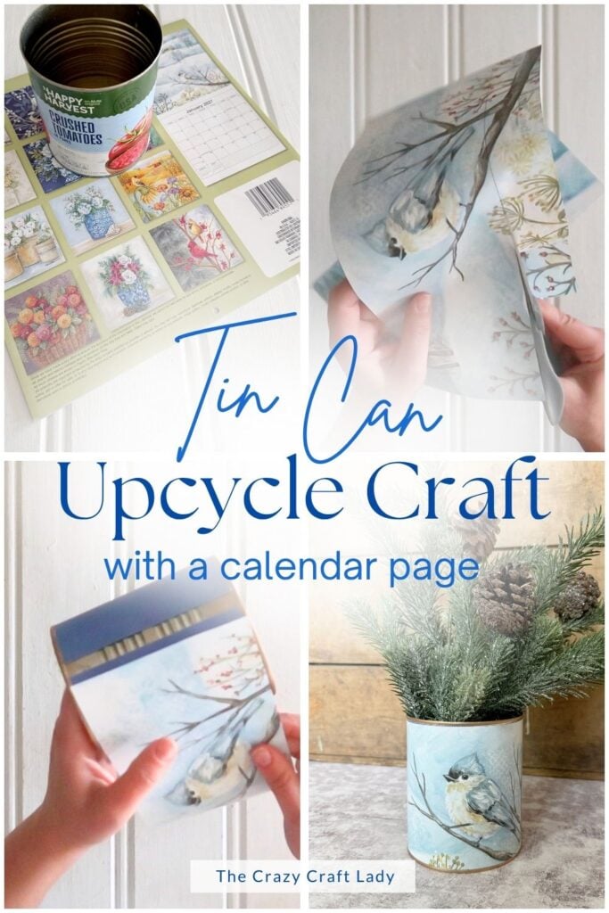 Tin Can Upcycle Craft with a Calendar Page