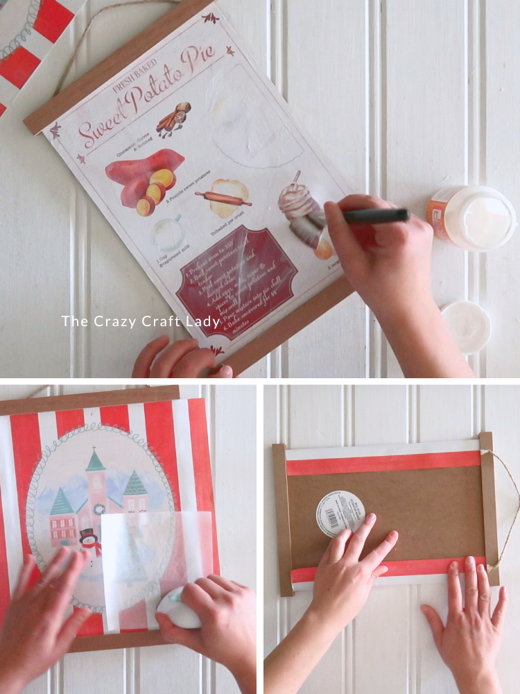 apply Mod Podge and then heat press calendar page to sign