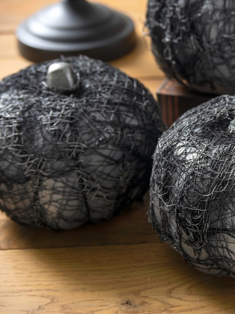 Creepy cloth spooky Dollar Tree foam pumpkins