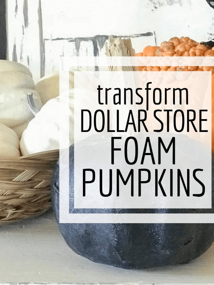Fabric strip wrapped Dollar Tree foam pumpkins