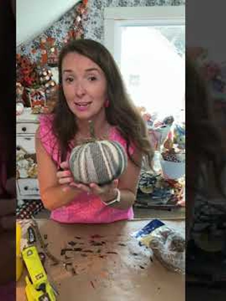 Old scarf wrapped Dollar Tree foam pumpkin