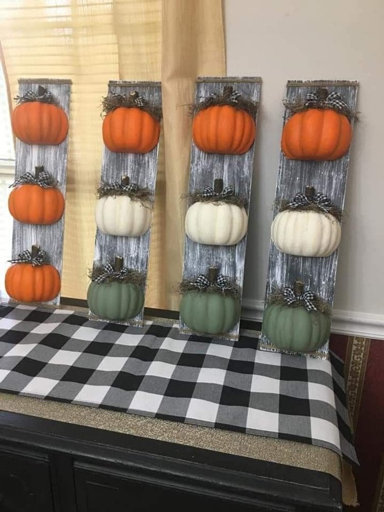 Painted pumpkin board signs