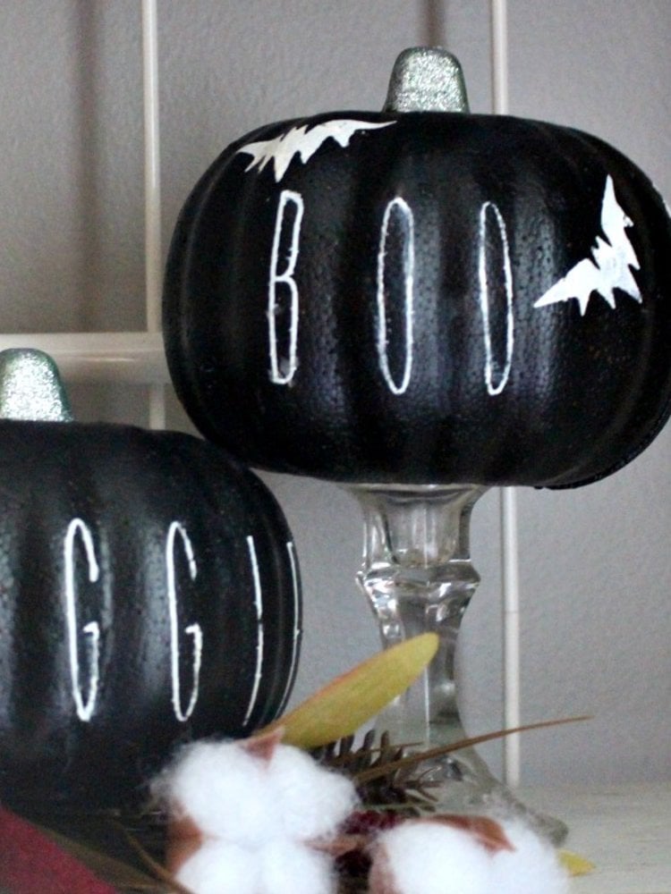 Rae Dunn inspired chalkboard Dollar Tree foam pumpkins